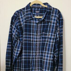Smith's Workwear Blue Plaid Button Down Flannel Shirt Men's 2XL